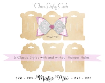 Bow Card SVG, Bow Display Card, Hair Clip Card DXF,  Bow Card Template PDF,  files for Cricut Cut Files, Silhouette Cut Files, Maisie Moo