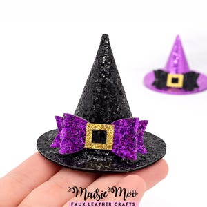 Witch Hat Bow SVG, Halloween Hair Bow Template, Cricut Bow SVG, Witches Hat Headband, Faux Leather Bow Pattern image 1