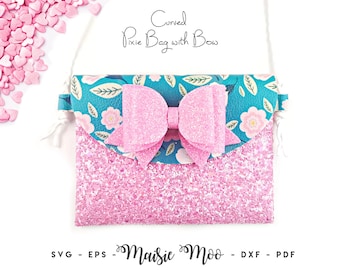 No Sew Purse SVG - Toddler Crossbody Bag Pattern with Bow - Faux Leather Template, DIY Sewing, Cricut Craft Files