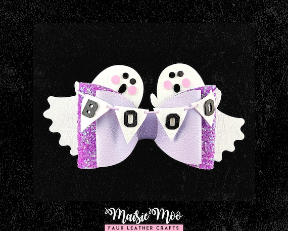 Ghost Cheer Bow SVG, Halloween Hair Bow Template, Cute Spooky Bow SVG, Faux Leather Bow Pattern, Cricut Bow SVG, Ghost Bow diy