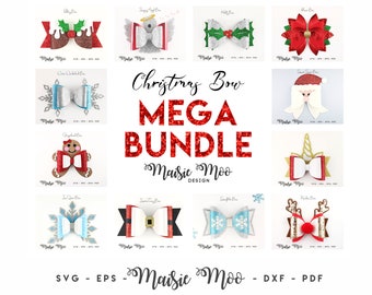 Christmas Bow SVG Bundle, Christmas Bow Template SVG, Bow Bundle SVG, Svg files for Cricut Cut Files, Silhouette Cut Files, Maisie Moo