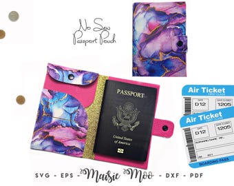 Passport Cover SVG Template, Faux Leather Travel Pouch by Maisie Moo
