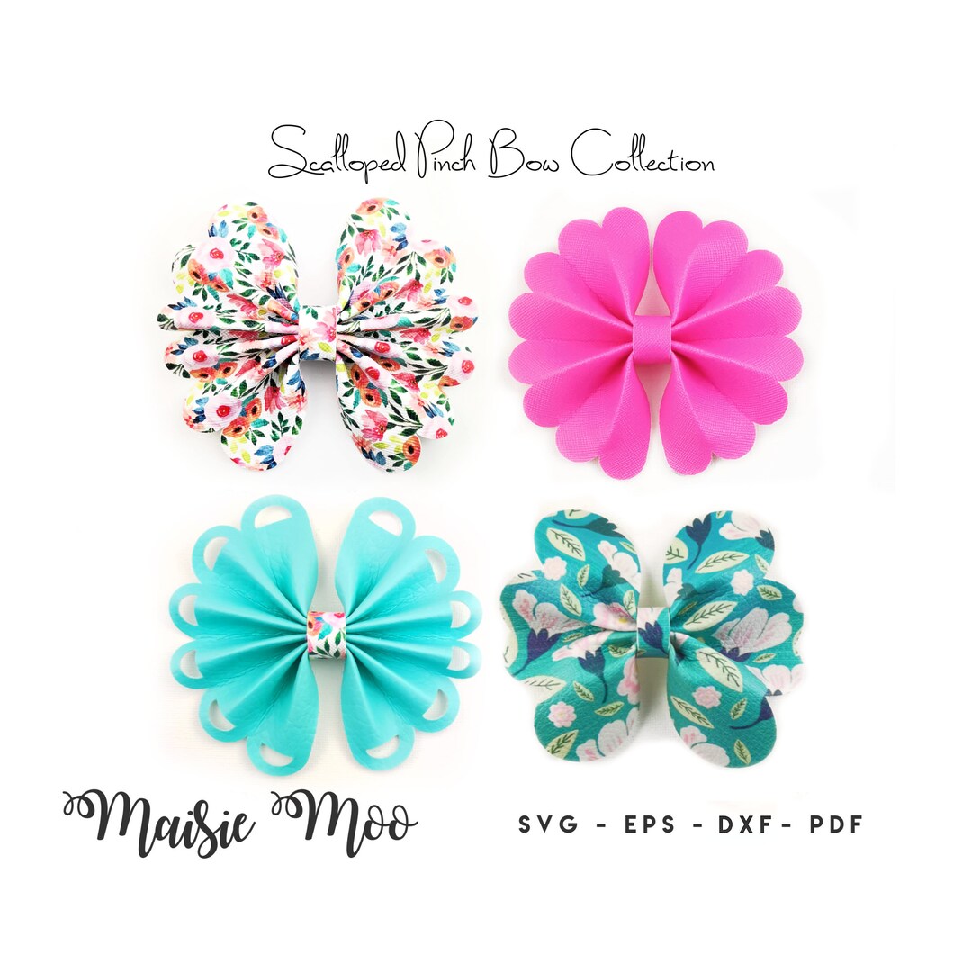 Pinch Bow Bundle Scalloped Pinch Bow SVG Ruffle Pinch Bow Template