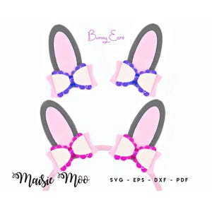 Hasenohren Schleife SVG | Kaninchen Ohren Haarspange Stirnband Vorlage | Ostern Haarschleife Vorlage | Halloween Kostüm Cricut Kunstleder Maisie Moo