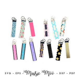 Paquete de llaveros SVG / Colección de plantillas para llaveros de muñeca / Llaveros de cuero sintético / Archivo de corte SVG de Cricut para muñequera / Plantilla de pulsera Cricut /