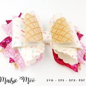 Triple Tail Hair Bow SVG, Bow Template, Triple Scoop Faux Leather Bow SVG, Bow Clay OTT Cricut Hair Bow pdf Maisie Moo Vegan leather