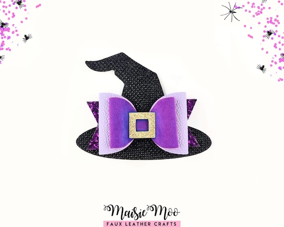 Halloween Witch Hat Bow SVG, Witch Costume Hair Bow Template, Cricut Faux Leather Bow, Spooky Headband DIY
