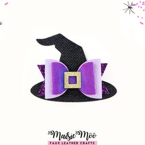 Nœud papillon de chapeau de sorcière d'Halloween (SVG), modèle de nœud papillon pour costume de sorcière, nœud papillon en similicuir Cricut, bandeau effrayant à faire soi-même image 1