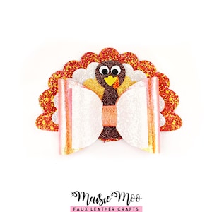 Thanksgiving Bow SVG, Turkey Hair Bow Template, Fall Hair Bow SVG, Faux Leather Bow Pattern, Cricut Bow SVG, Autumn Bow