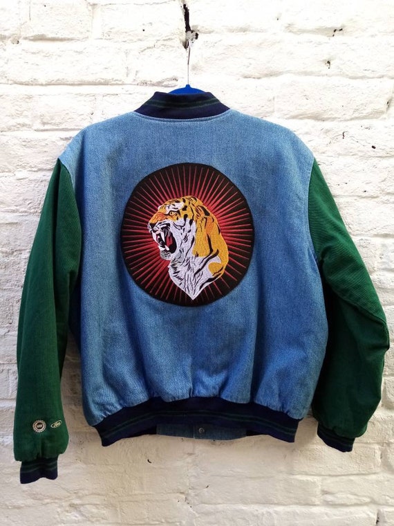 Vintage Upcycled 1990's Baseball Denim Jacket/Vtg