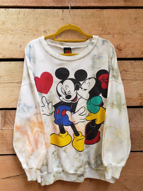 Vintage Mickey Minnie Mouse Sweater/Tie Dye Disne… - image 1