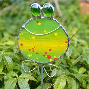 Frosch aus Glas, Kleines Geschenk, Deko für Blumentopf, Fensterdekoration, Gartenstecker, Gartendekoration image 1