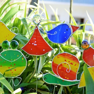 Vögelchen, Gartenstecker aus Glas, rot, Garten Geschenk, Mama Geschenk, Gartendeko, Ostern Geschenk afbeelding 7