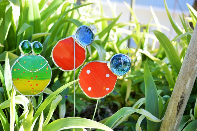 Frosch aus Glas, Kleines Geschenk, Deko für Blumentopf, Fensterdekoration, Gartenstecker, Gartendekoration image 4