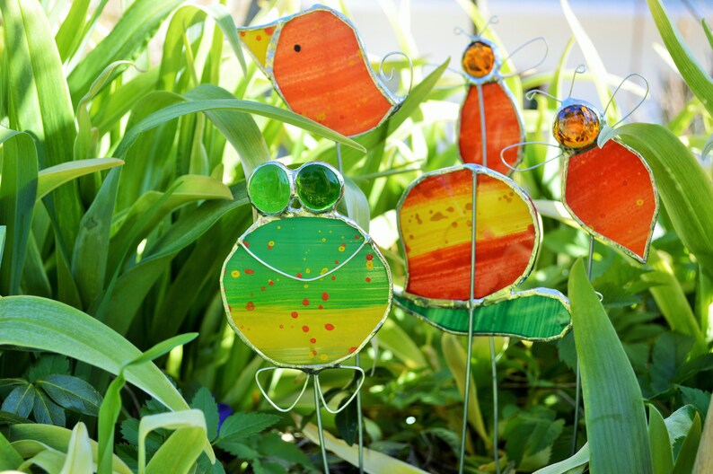 Frosch aus Glas, Kleines Geschenk, Deko für Blumentopf, Fensterdekoration, Gartenstecker, Gartendekoration image 2