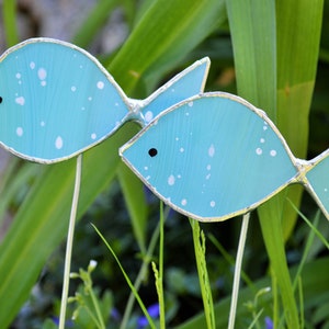 Fisch aus Glas, Gartenstecker, Blau, Türkis, Gartendeko, Maritime Deko, Garten Bild 2