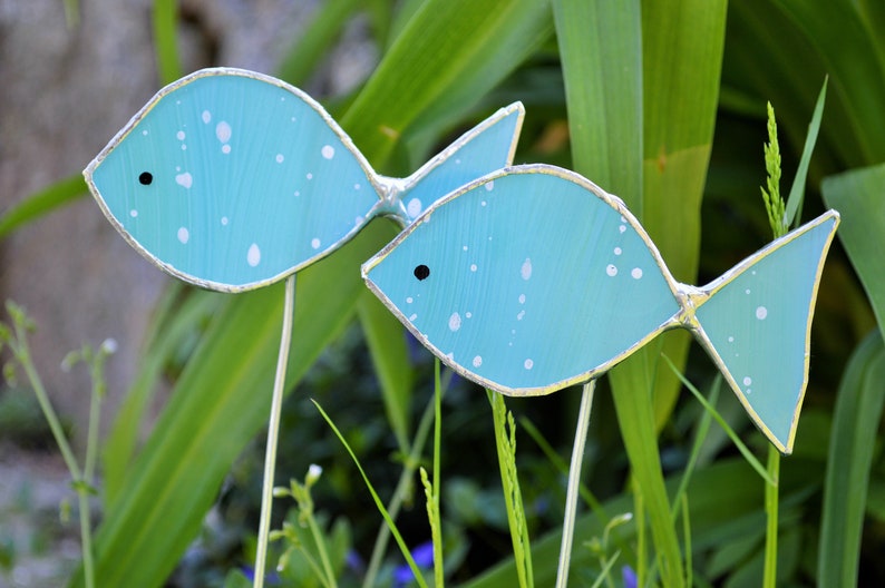 Fisch aus Glas, Gartenstecker, Blau, Türkis, Gartendeko, Maritime Deko, Garten Bild 2