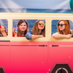 Fotoautomat; Hippie Van; Hippie-Fotoautomat; 60er - 70er Jahre Partydekoration zum Ausdrucken
