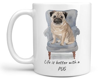 Pug Dog Mug - Personalized Ceramic Coffee Mug