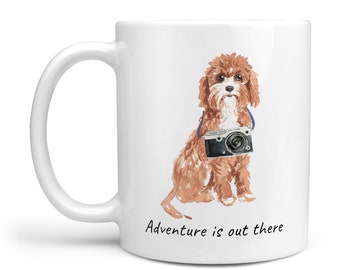 Tazza da viaggio con motivo Cavapoo, ideale per gli amanti dei cani.