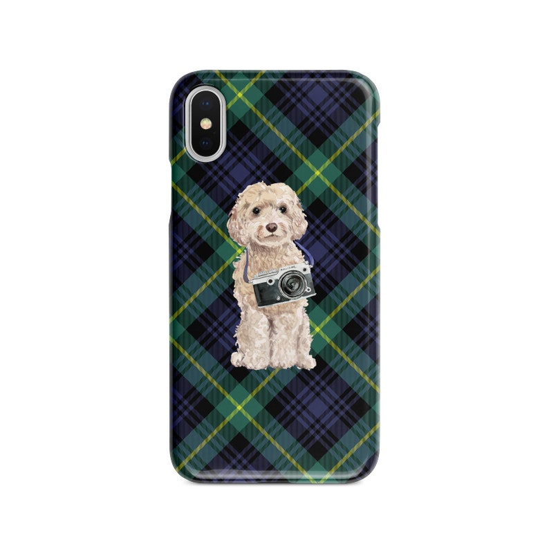Champagne Cockapoo dog Tartan phone case XS Iphone 6 S Plus 7 Plus 11 Tartan styles 8 Plus,X Samsung Galaxy S7 /& S8