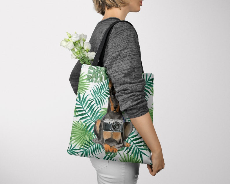 All purpose: for work life shopping Doberman dog Tote Bag Pinscher Dobie Dobynm shoulder Illustrated dogs /& 6 Travel inspired styles