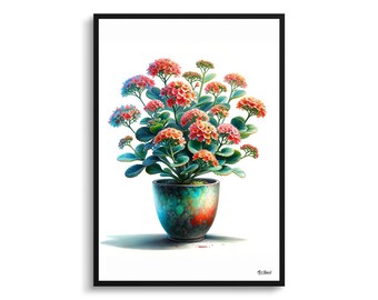 Kalanchoe Botanical Print - Watercolor Framed Painting Wall Art - Perfect gift for living room, bedroom or office decor