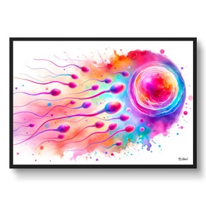 Fertility IVF Wall Art Print Watercolour Sperm cells Medical Doctor Clinic Poster Painting Gift