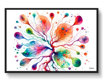 Lymphatic System Endocrinology Wall Art Print Watercolour Lymph nodes Medical Doctor Clinic Poster Painting Gift