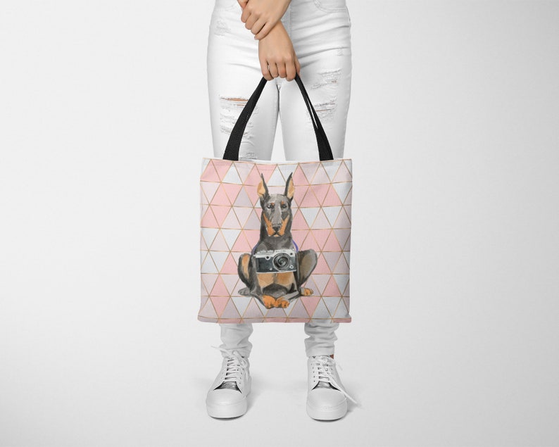 All purpose: for work life shopping Doberman dog Tote Bag Pinscher Dobie Dobynm shoulder Illustrated dogs /& 6 Travel inspired styles