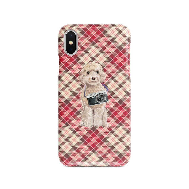 Champagne Cockapoo dog Tartan phone case XS Iphone 6 S Plus 7 Plus 11 Tartan styles 8 Plus,X Samsung Galaxy S7 /& S8