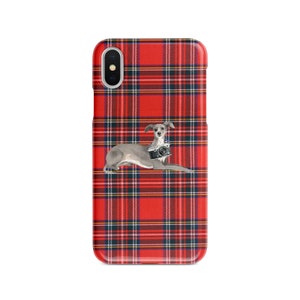 Italian greyhound dog Tartan phone case. 11 Styles: Iphone 16 Pro Max, 15, 14 to 6 & Samsung Galaxy S24 Ultra, S23, S22