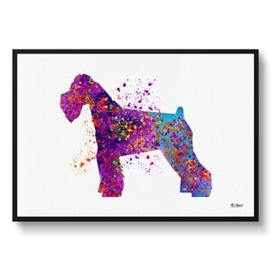 Schnauzer Watercolour Dog Print - Splash Veterinary Decor Gift Dog Illustration Framed & Unframed Wall Art Print For Dog Lovers and Vets