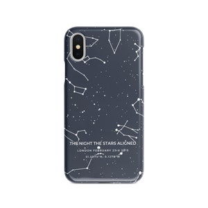 Étui pour téléphone carte des étoiles personnalisée graphite/gris. Carte des constellations personnalisée - Iphone 16 Pro Max, 15 à 6 ans et Samsung Galaxy S24, S23, S22