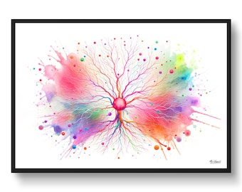 Purkinje Cells Print Brain Cells Neurology Neurologist Wall Art Print Watercolour Purkinje Cells Medical Doctor Clinic Poster Painting Gift