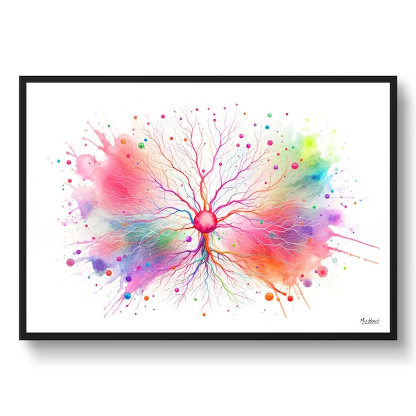 Impression de cellules de Purkinje cellules du cerveau neurologie neurologue impression d'art mural aquarelle cellules de Purkinje médecin clinique affiche peinture cadeau