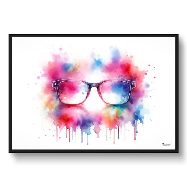 Square Eyeglasses Art Print Optometry Ophthalmology Wall Art Print Watercolour Square glasses Medical Doctor Clinic Poster Painting Gift