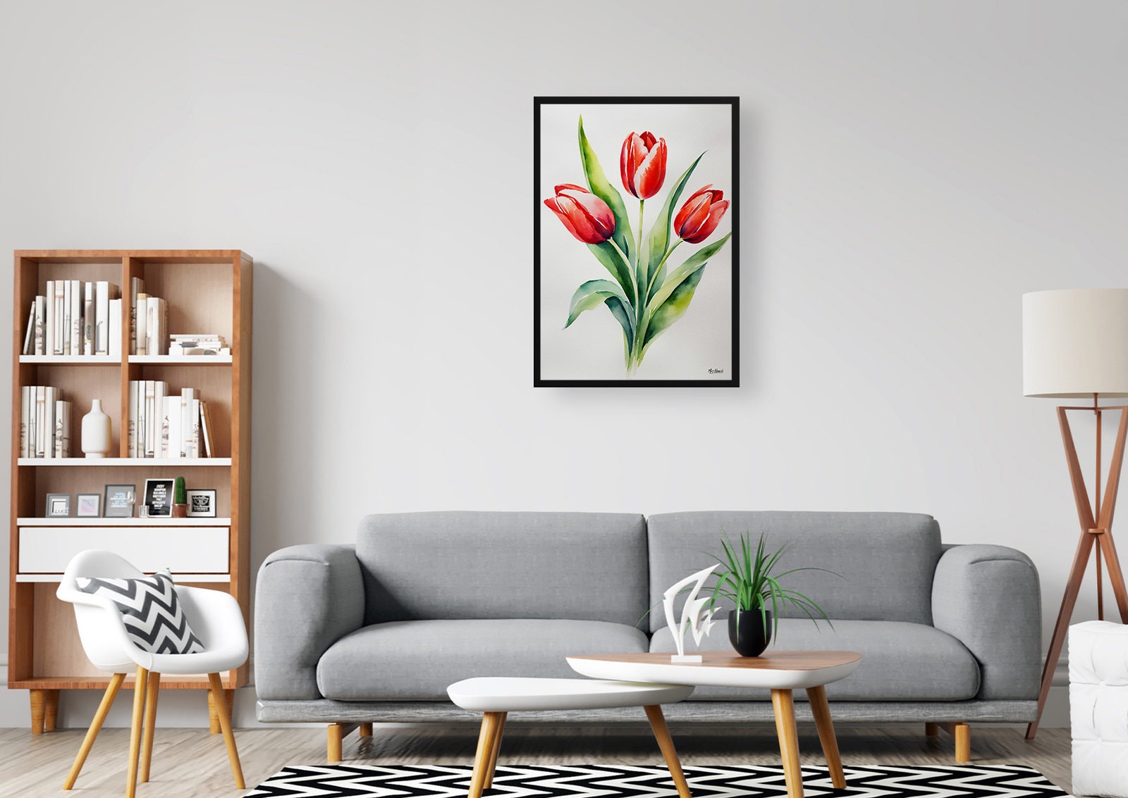 Red Tulip Minimalist Watercolour Botanical Art Print - Tulipa Floral ...