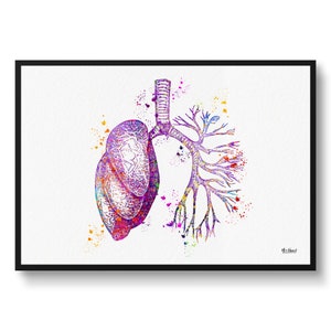 Lungs Anatomy Watercolour Print Pulmonologist Medical Nurse Doctor Office Clinic Wall Art For Waiting Rooms - Pulmonologist Oncologists gift