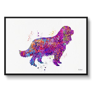 Cavalier king charles spaniel Watercolour Dog Print - Veterinary Decor Gift Dog Illustration Framed & Unframed Wall Art Print For Dog Lovers