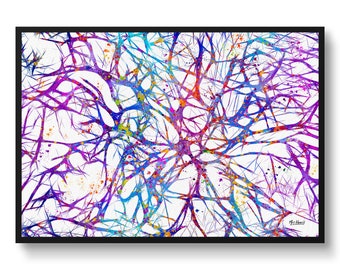 Neurons Watercolour Print Human Neural Network Medical Doctor Office Clinic Wall Art - Waiting Room - Neuro surgeon AI psychologist gift