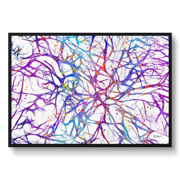 Neurons Watercolour Print Human Neural Network Medical Doctor Office Clinic Wall Art - Waiting Room - Neuro surgeon AI psychologist gift