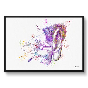 Ear Canal Watercolour Print Audiologist Medical Doctor Office Clinic Wall Art - Waiting Room Cochlea Vestibular System Otolaryngologists