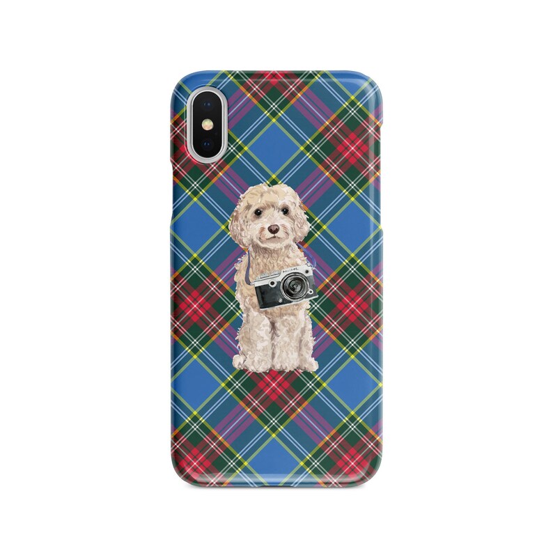 Champagne Cockapoo dog Tartan phone case XS Iphone 6 S Plus 7 Plus 11 Tartan styles 8 Plus,X Samsung Galaxy S7 /& S8