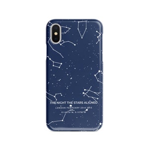 Funda de teléfono personalizada con mapa estelar de la Marina. Mapa de constelaciones personalizado: iPhone 16 Pro Max, 15 a 6 y Samsung Galaxy S24, S23, S22