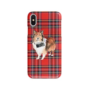 Shetland Sheepdog Tartan phone case. 11 Styles: Iphone 16 Pro Max, 15, 14 to 6 & Samsung Galaxy S24 Ultra, S23, S22