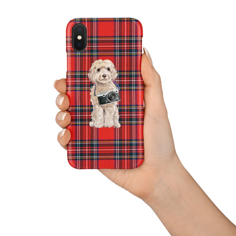 Champagne Cockapoo dog Tartan phone case XS Iphone 6 S Plus 7 Plus 11 Tartan styles 8 Plus,X Samsung Galaxy S7 /& S8
