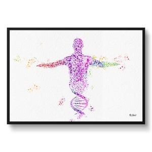 DNA Helix Figure Watercolour Print Medical Doctor Office Clinic Wall Art Medical Nurse Doctor Office Clinic Lab Wall Art - Waiting Room Art