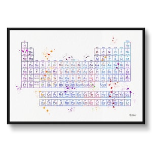 Periodiek systeem der elementen aquarel Print Chemistry Science Lab Wall Art - Wachtkamer & Klas kunstprint - Science Teacher Gift