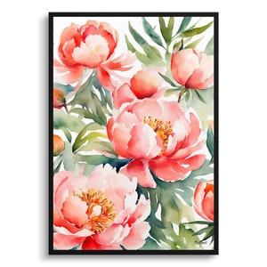Peony Watercolour Botanical Art Print - Herbaceous Floral Framed Plant Wall Art Poster Flower Painting - Floral Home Decor - Flower Print